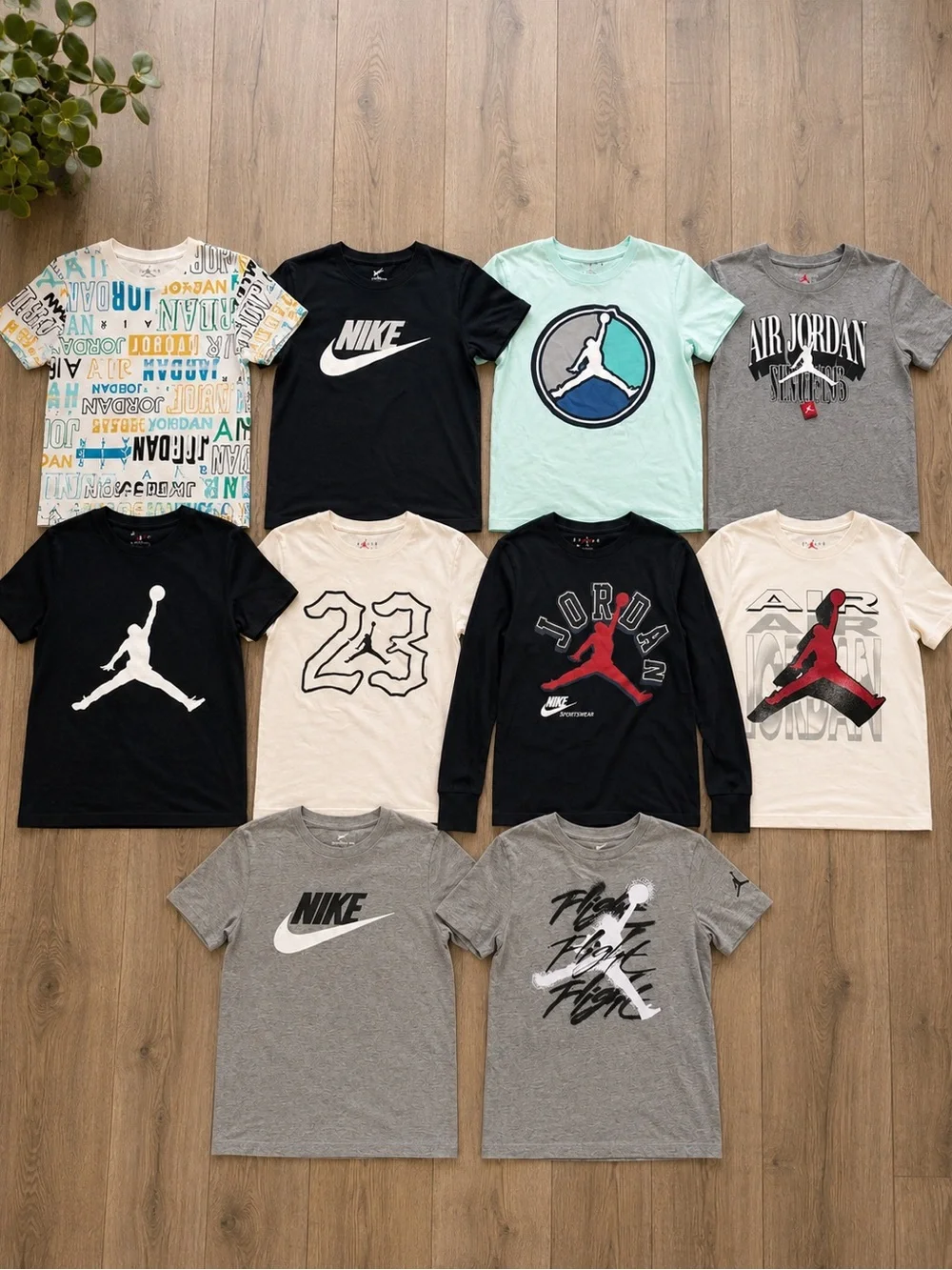 • Nike Jordan • Kids Assorted Logo Tee Bundle – Black, Gray, Mint & Cream 8-10